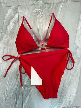 Bright Red Triangle String Bikini